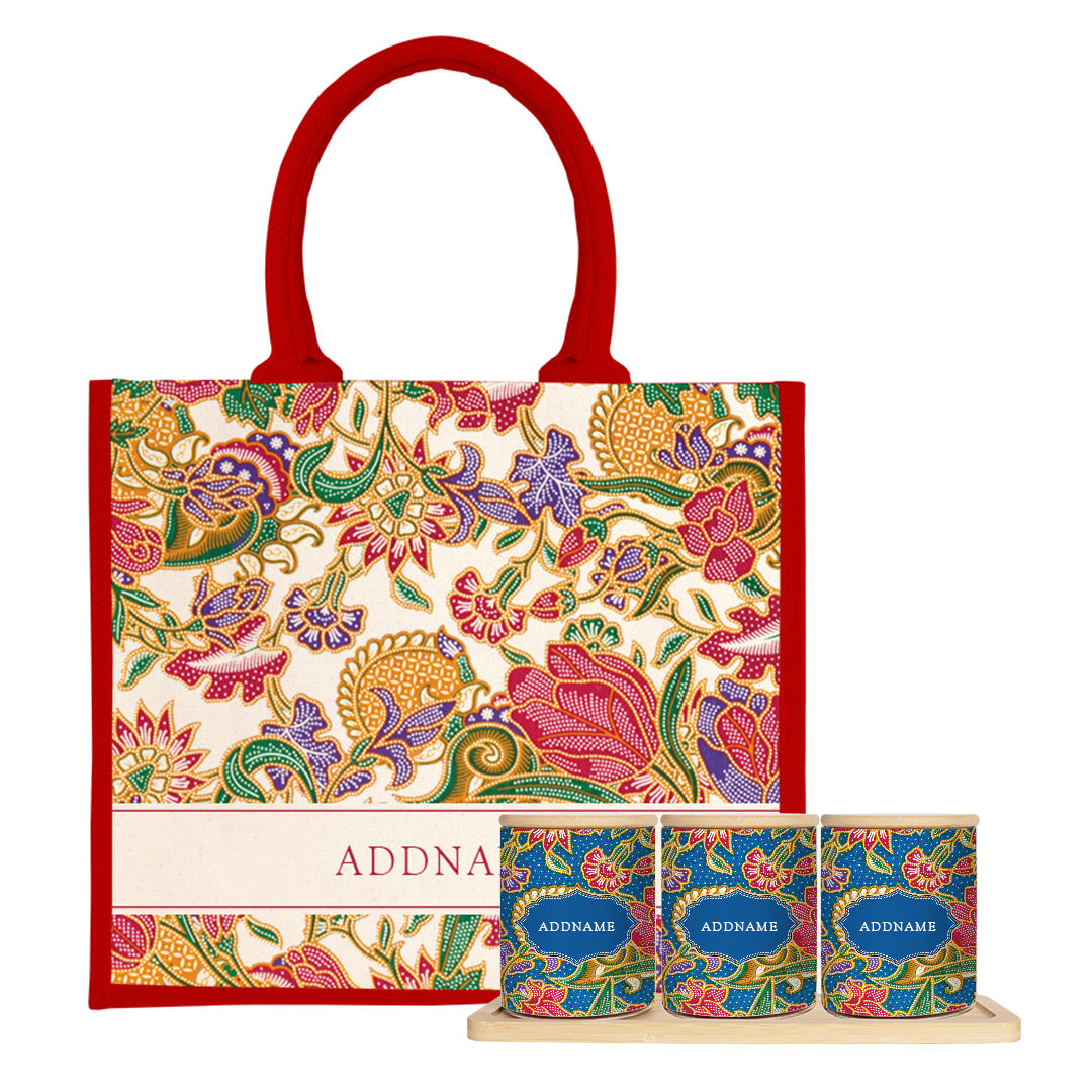 Batik Series - Kuntum Balang Raya Set (3 in 1) with Half Lining Jute Bag