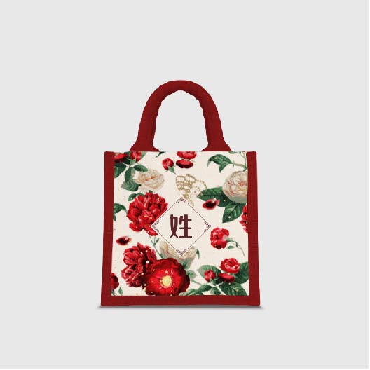 Royal Floral Scorching Passion - Red Jute Bag