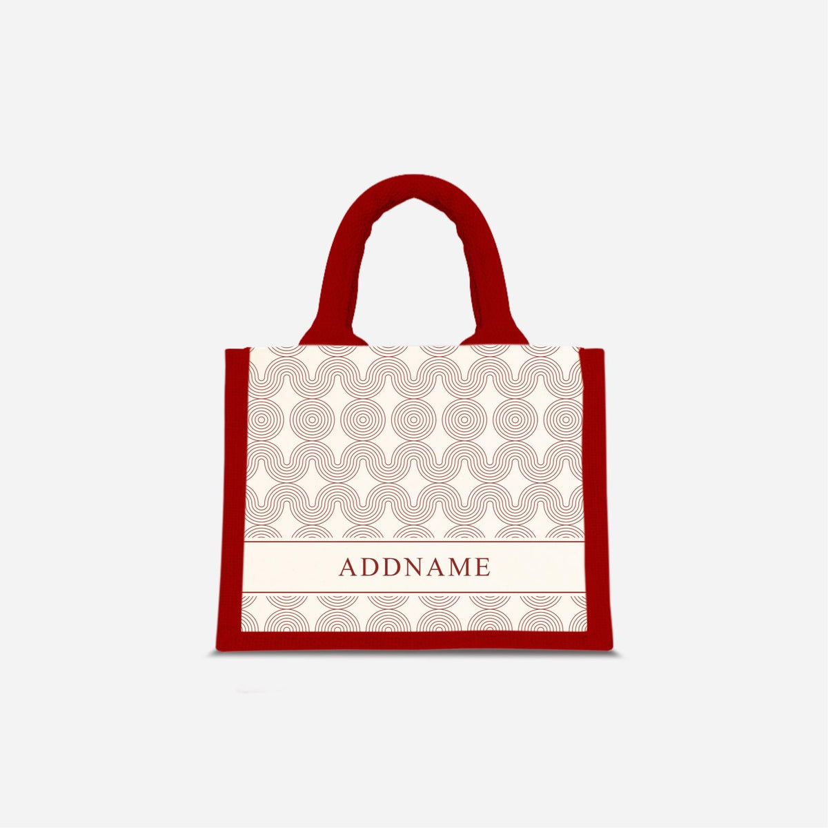 Moire Series Half Lining Small Jute Bag - Red