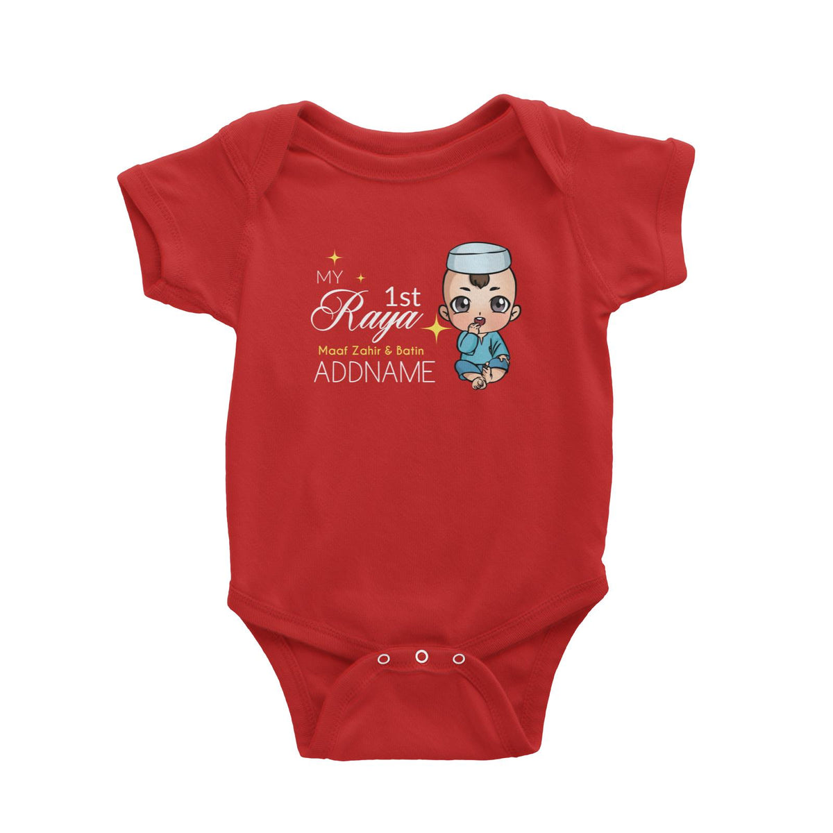 Raya Chibi Baby Baby Boy My 1st Raya Maaf Zahir &amp; Batin Addname Baby Rompers