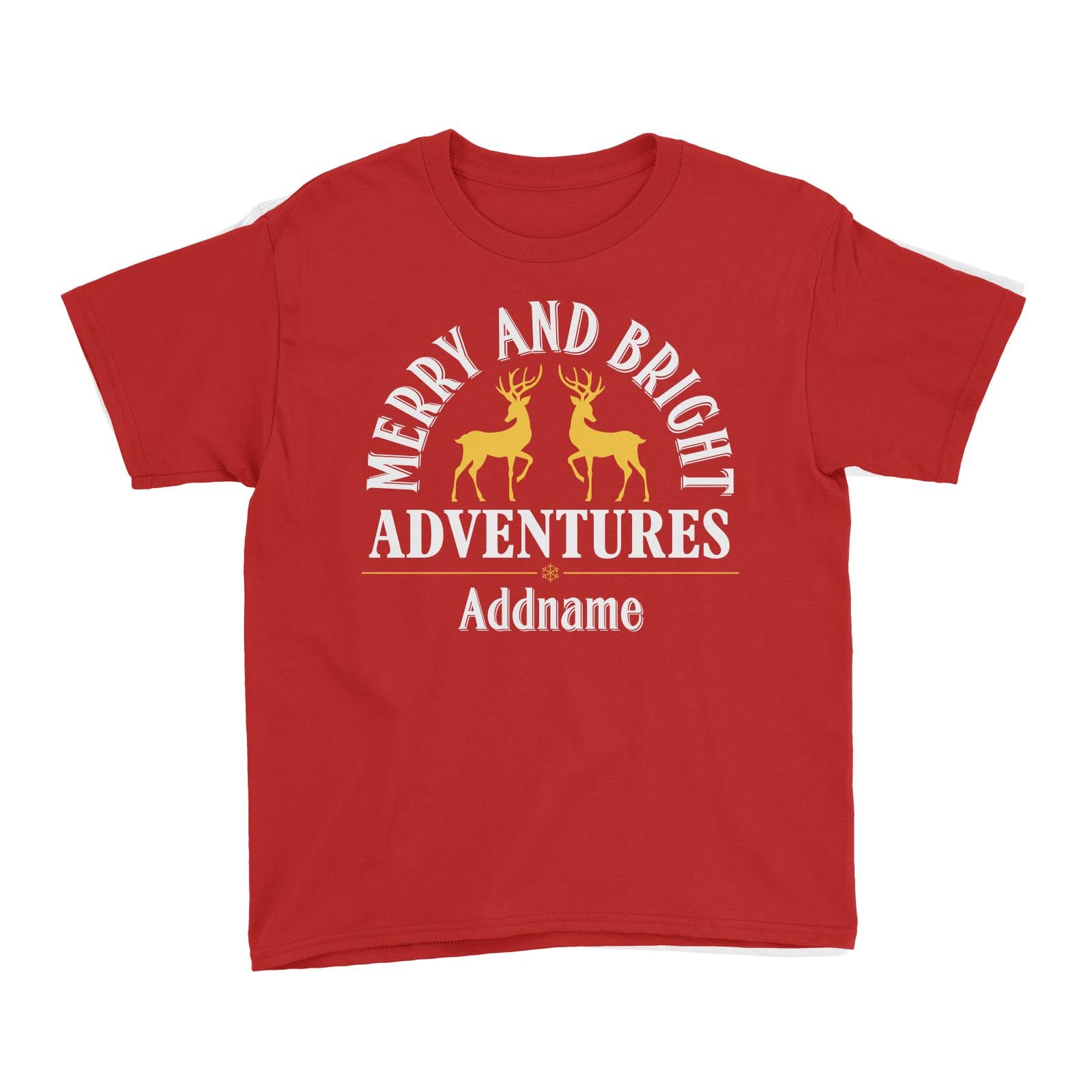 Xmas Merry and Bright Adventures with Reindeers Kid's T-Shirt