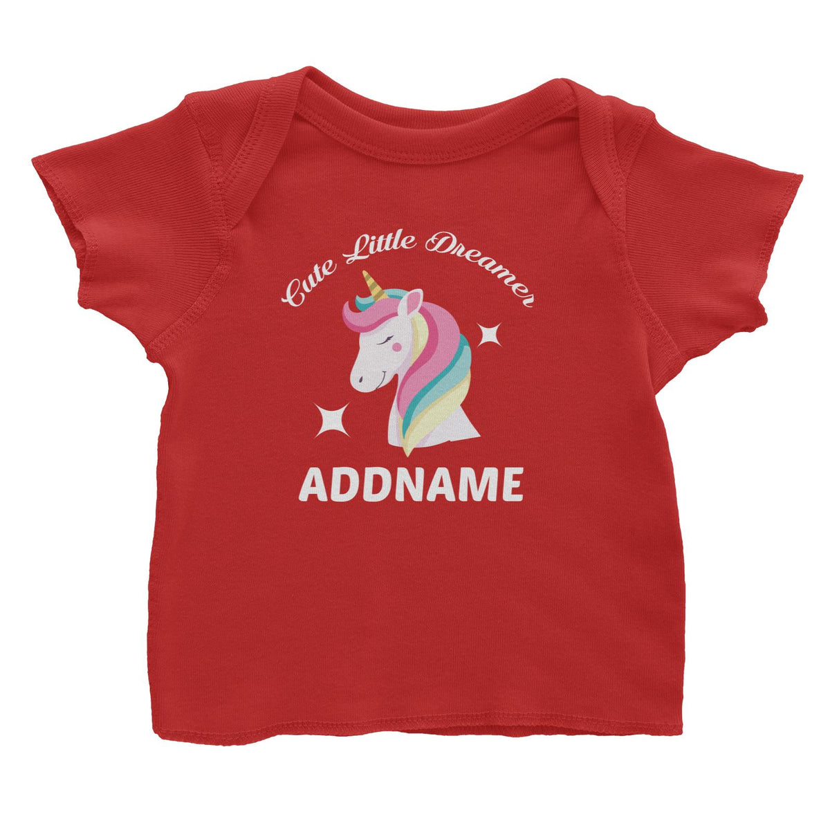 Unicorn Cute Little Dreamer Addname Baby T-Shirt