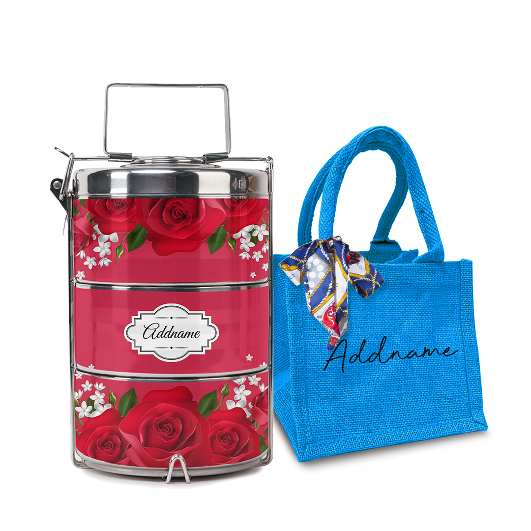 Full Red Rose Tiffin Carrier