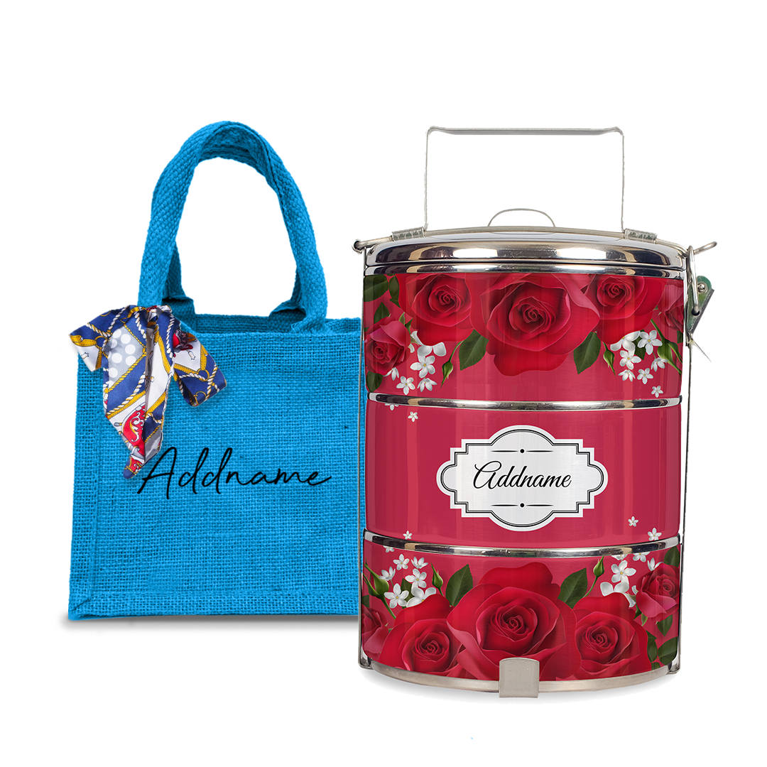 Full Red Rose Tiffin Carrier
