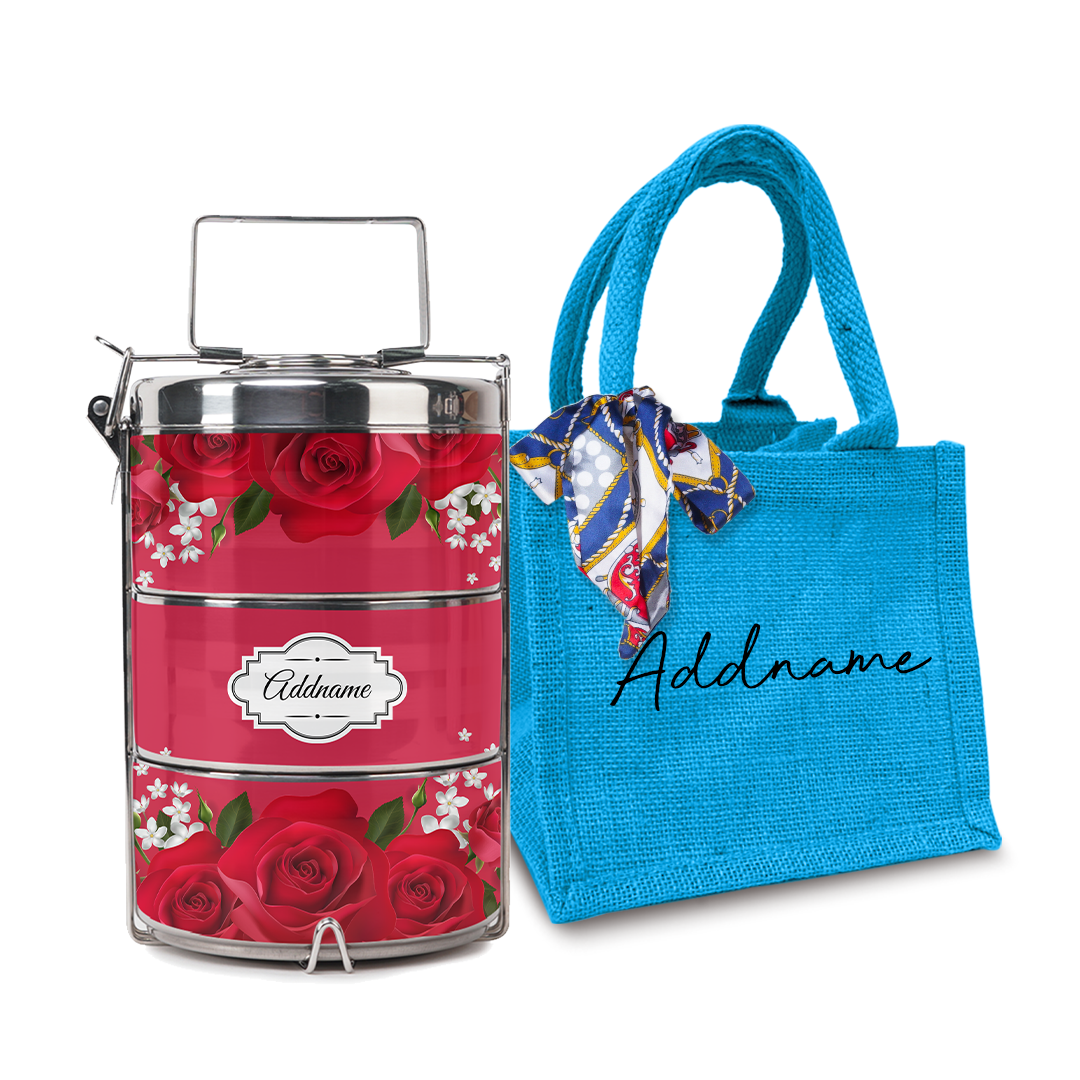 Full Red Rose Tiffin Carrier