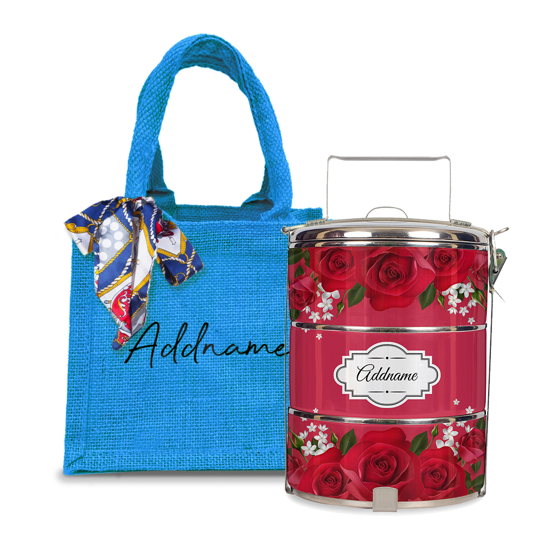 Full Red Rose Tiffin Carrier