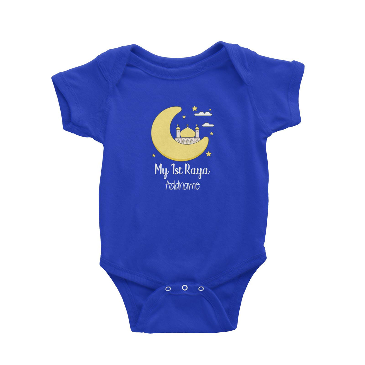 Raya Cute Mosque Cartoon Moon My 1st Raya Addname Baby Romper