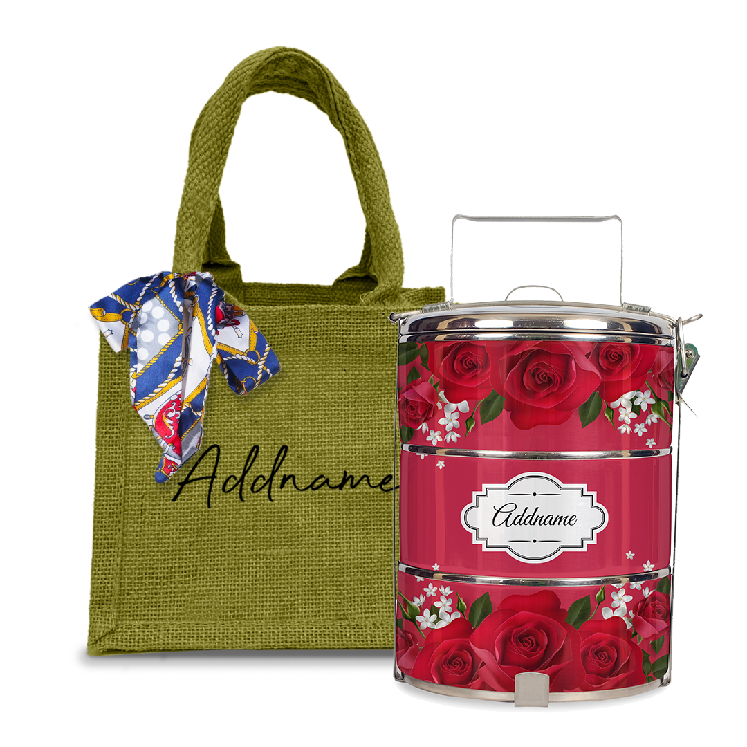 Full Red Rose Tiffin Carrier