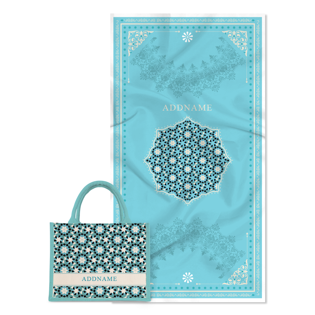 Ornamental Series - Sky Blue Mat with Light Blue Half Lining Small Canvas Bag