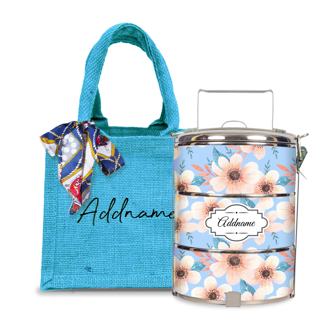 Pink Windflower Tiffin Carrier