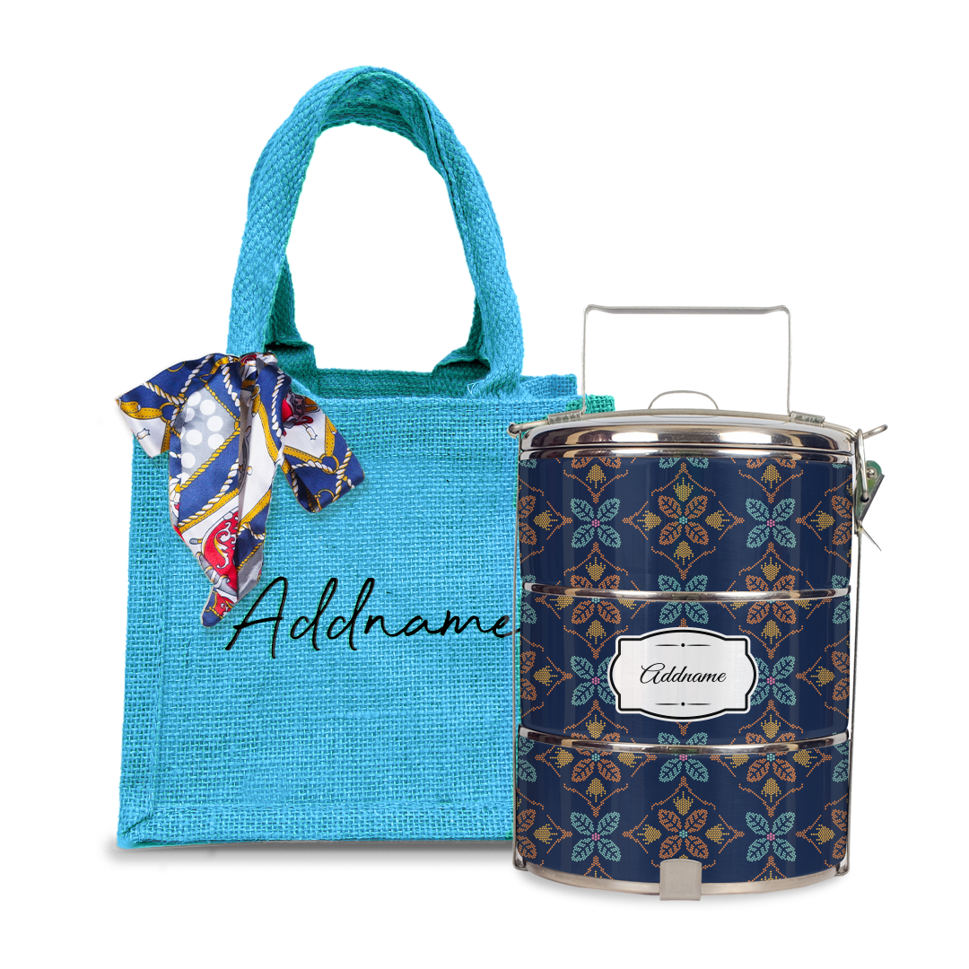 Peranakan Java Traditional Blue Tiffin Carrier