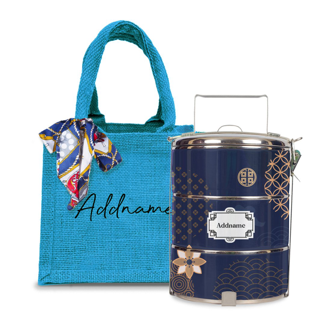 Japanese Golden Navy Tiffin Carrier