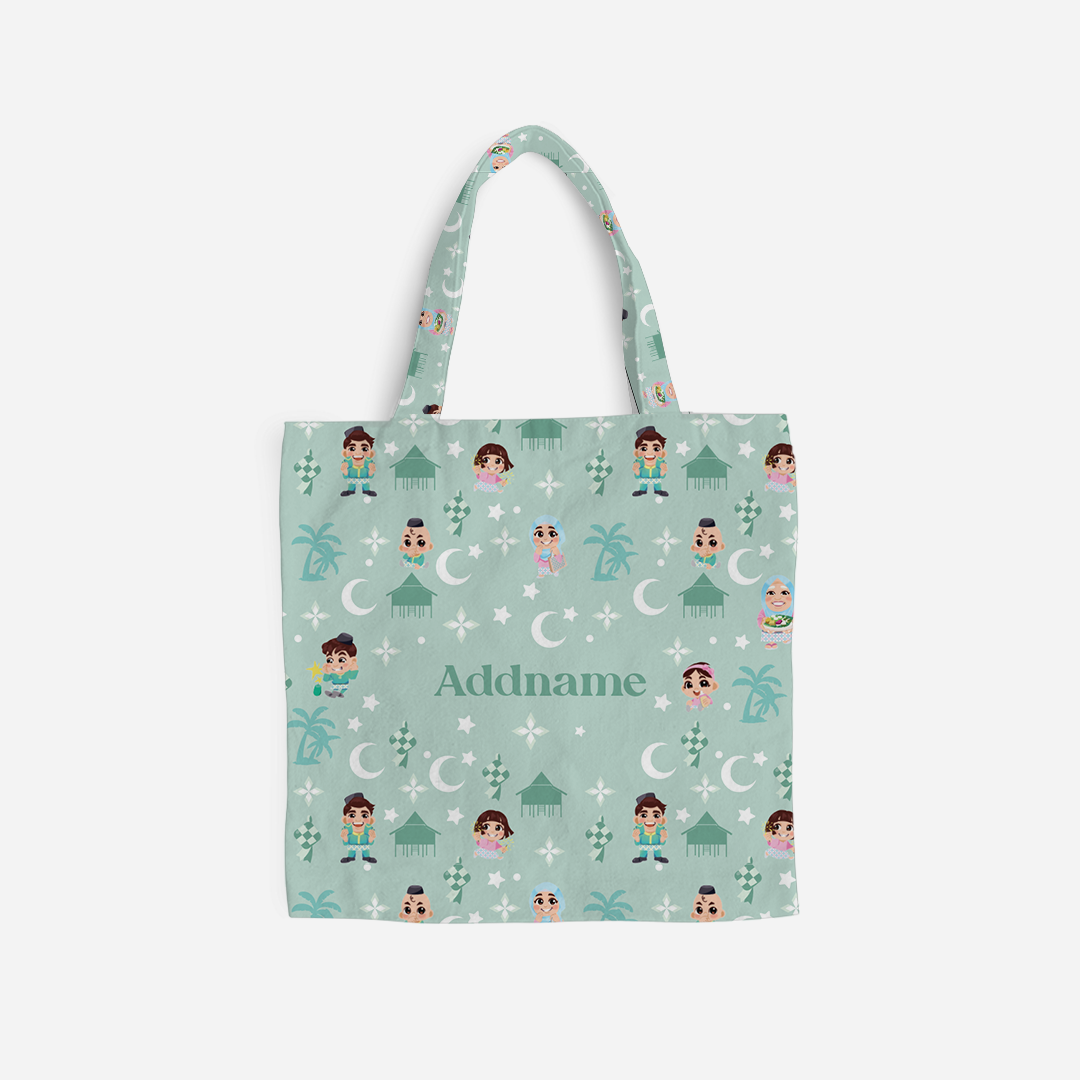 Seindah Lebaran Full Print Canvas Bag - Pastel Green