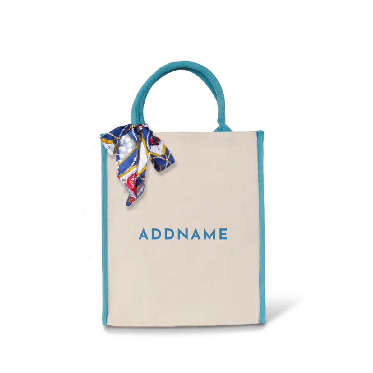 Personalised Colour Lining Canvas Bag - Blue