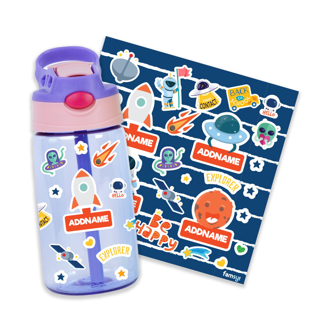 Dark Blue Spaceship Purple Kiddies Bottle