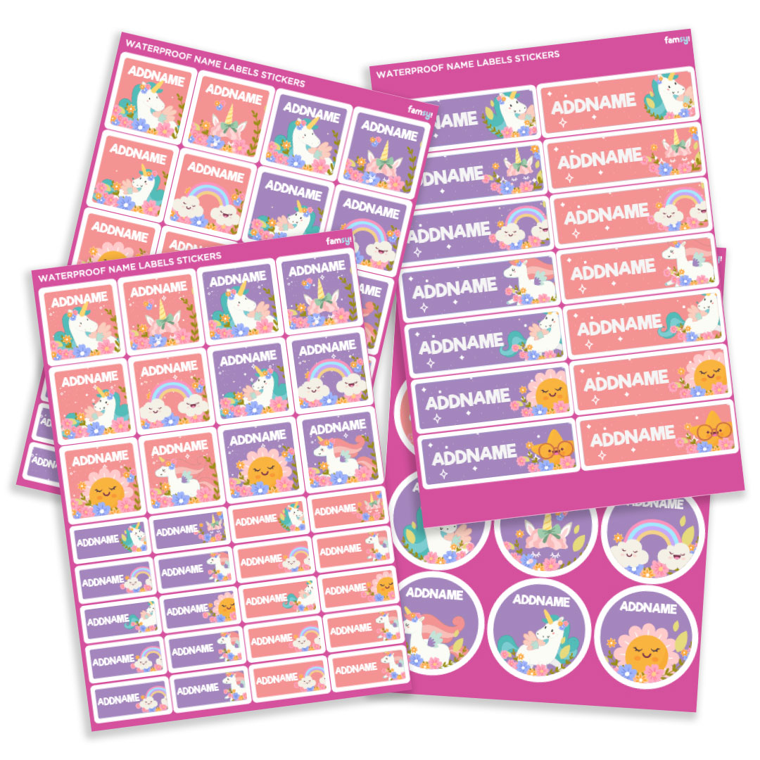 Fabulous Unicorn Waterproof Name Label Stickers
