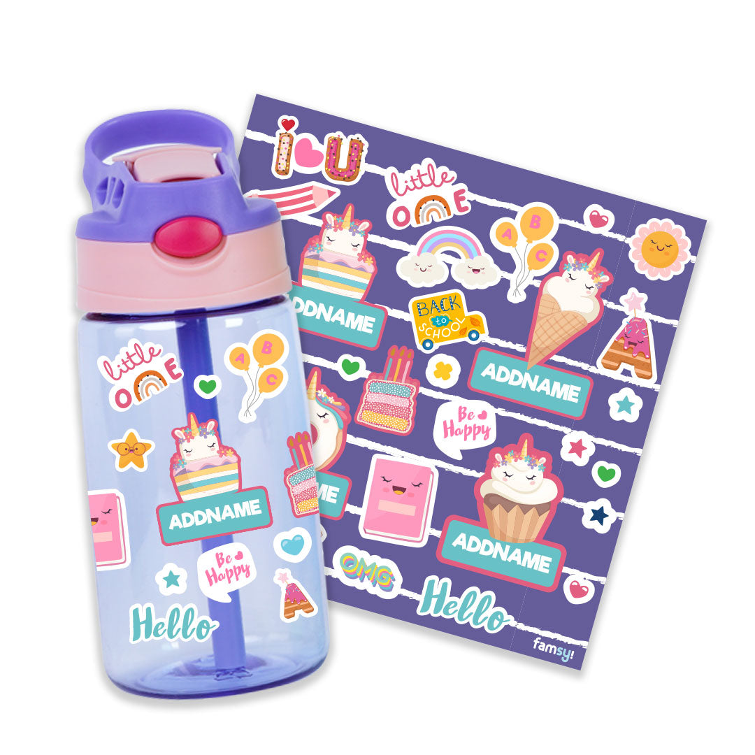 Unicorn with Donut Set Purple Kiddies Bottle
