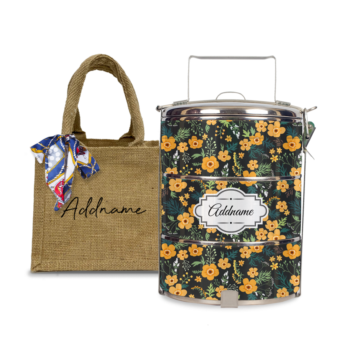 Yellow Windflower Tiffin Carrier