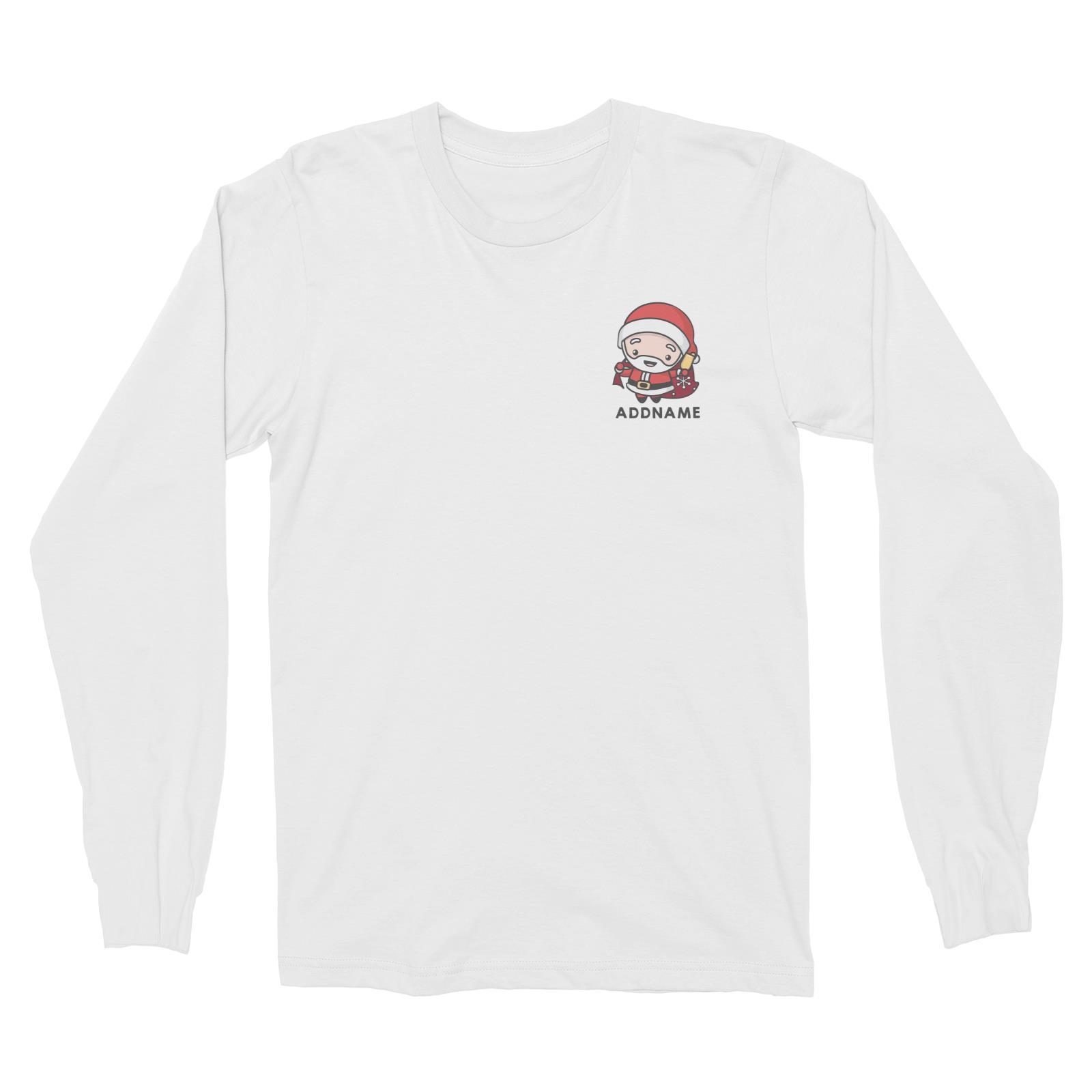 Christmas Cute Pocket Santa Addname Long Sleeve  T-Shirt