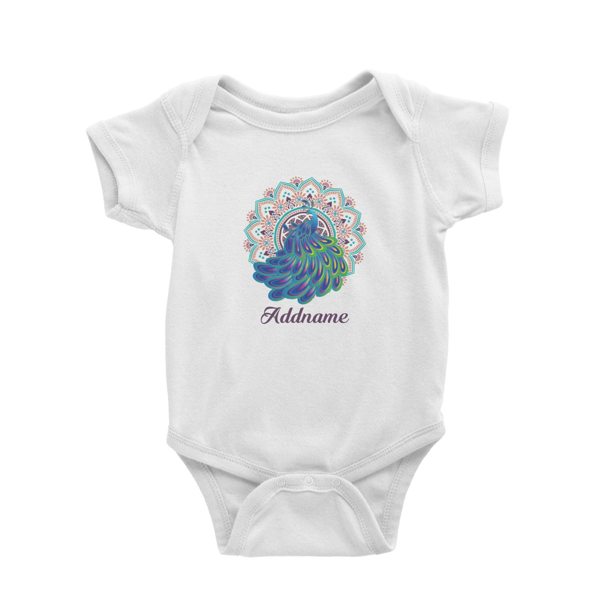Deepavali Series Virtue Peacock with Turquoise Mandala Baby Romper