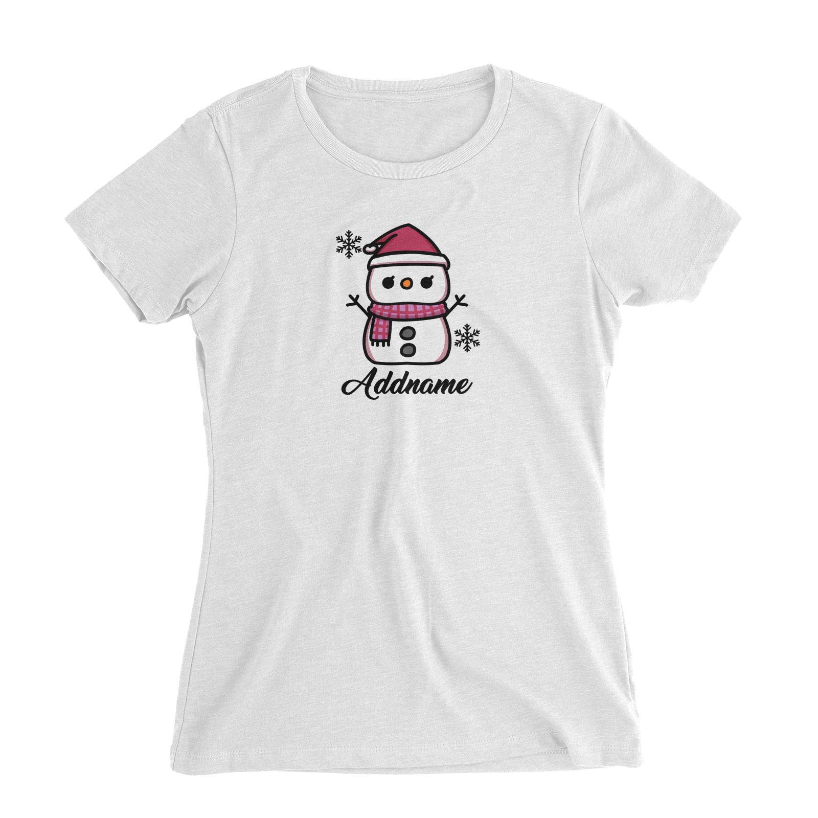 Xmas Little Girl Snowman Women's Slim Fit T-Shirt