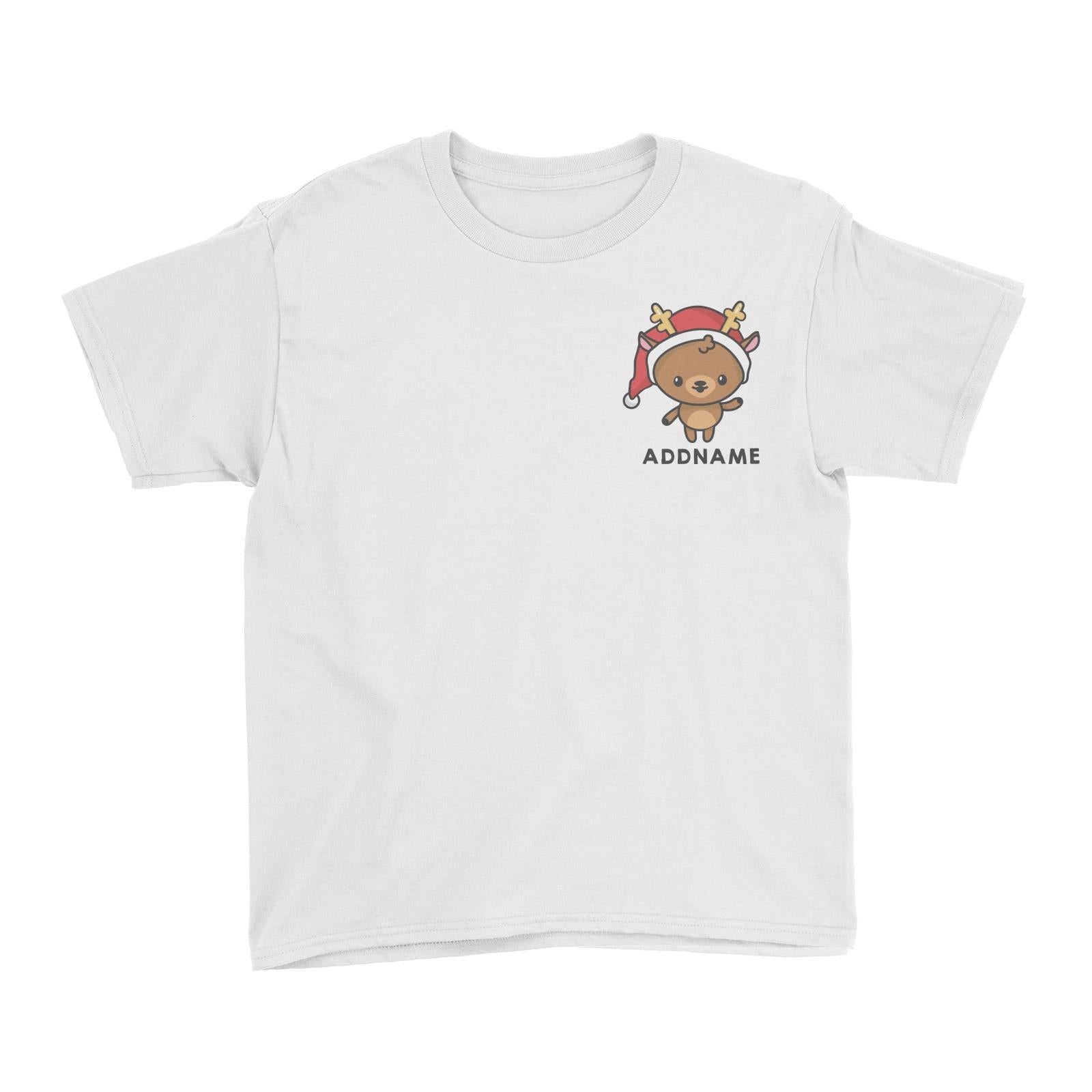Christmas Cute Pocket Deer Addname Kid's T-Shirt