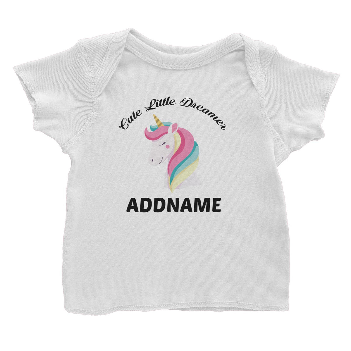 Unicorn Cute Little Dreamer Addname Baby T-Shirt