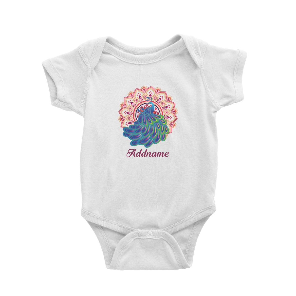 Deepavali Series Virtue Peacock with Red Mandala Baby Romper