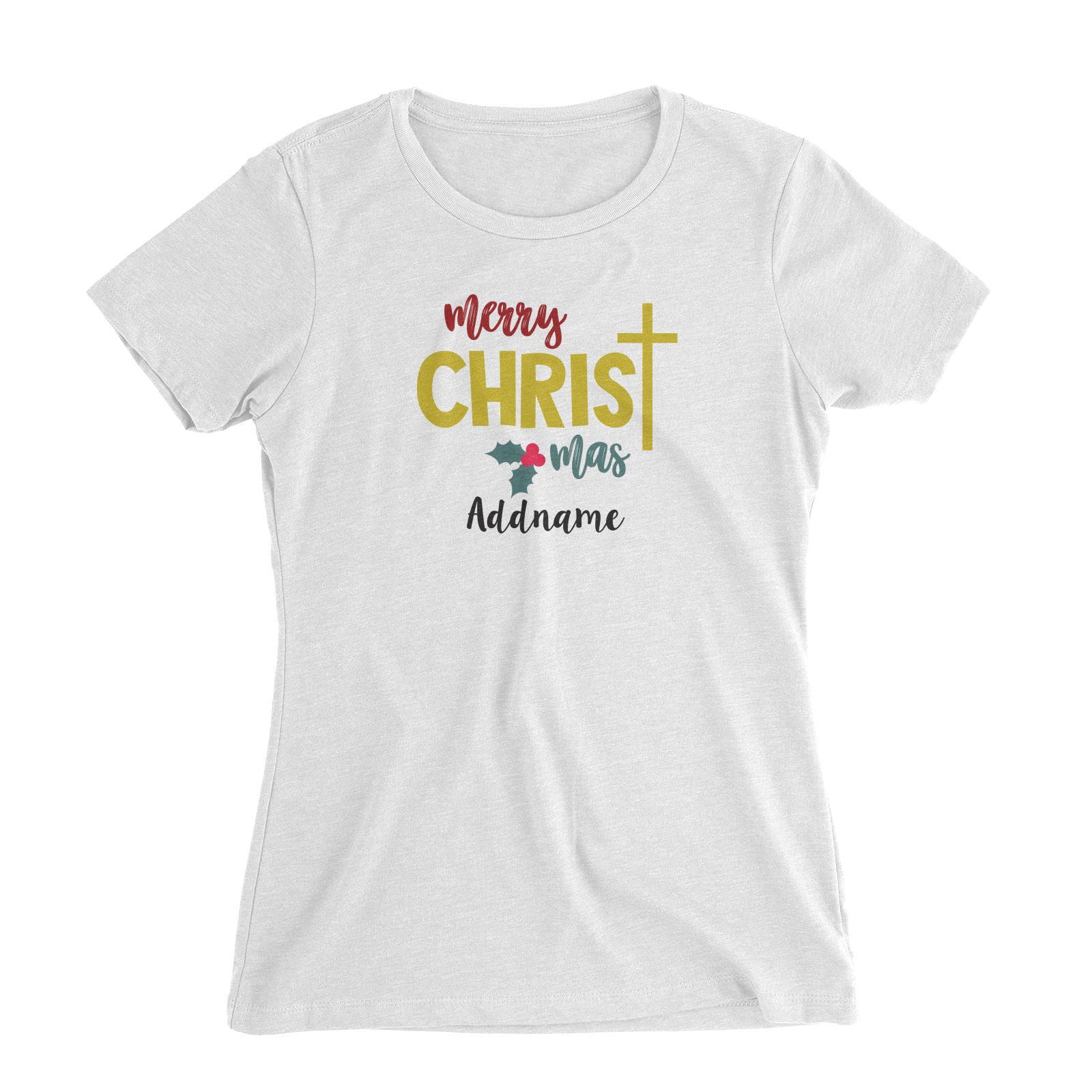 Xmas Merry Christmas with Cross Women's Slim Fit T-Shirt