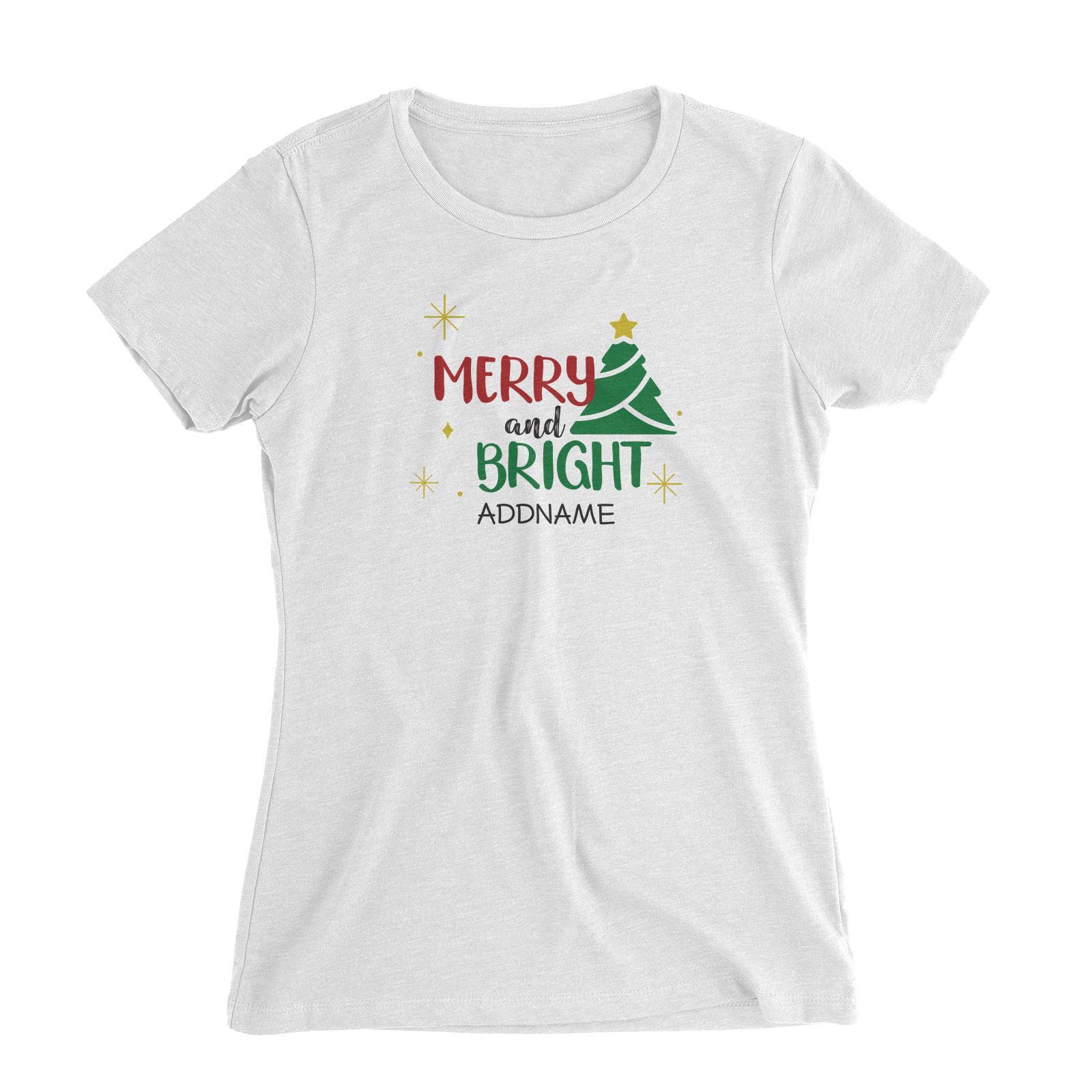 Xmas Merry and Bright with Christmas Tree Women's Slim Fit T-Shirt