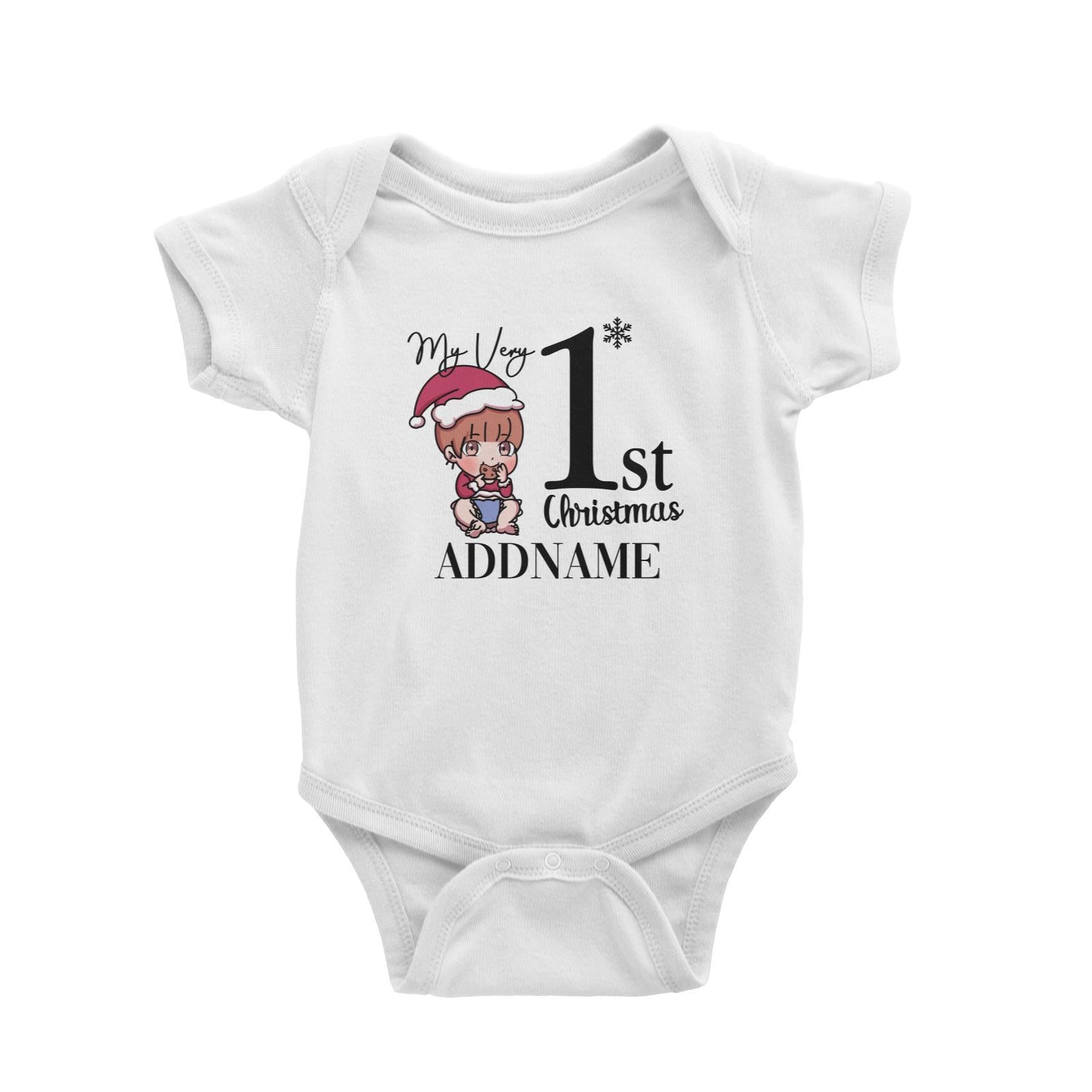 Xmas Christmas Chibi Family My Very 1st Christmas Baby Girl Eating Cookie Baby Romper