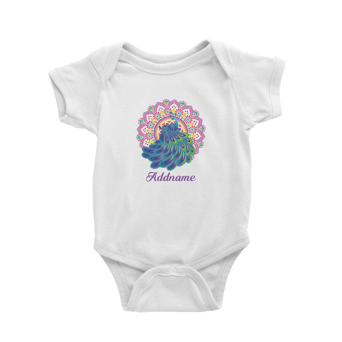 Deepavali Series Virtue Peacock with Purple Mandala Baby Romper