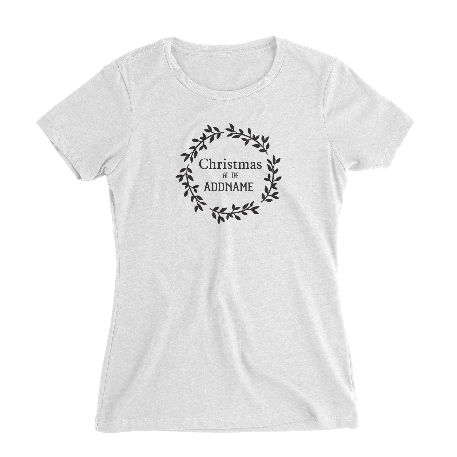Xmas Christmas At The Flower Wreath Women's Slim Fit T-Shirt