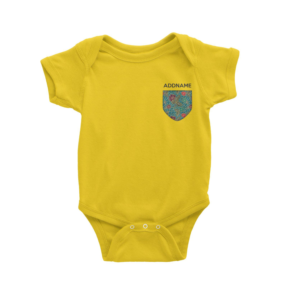 Raya Pocket Green Batik Pattern Addname Baby Rompers