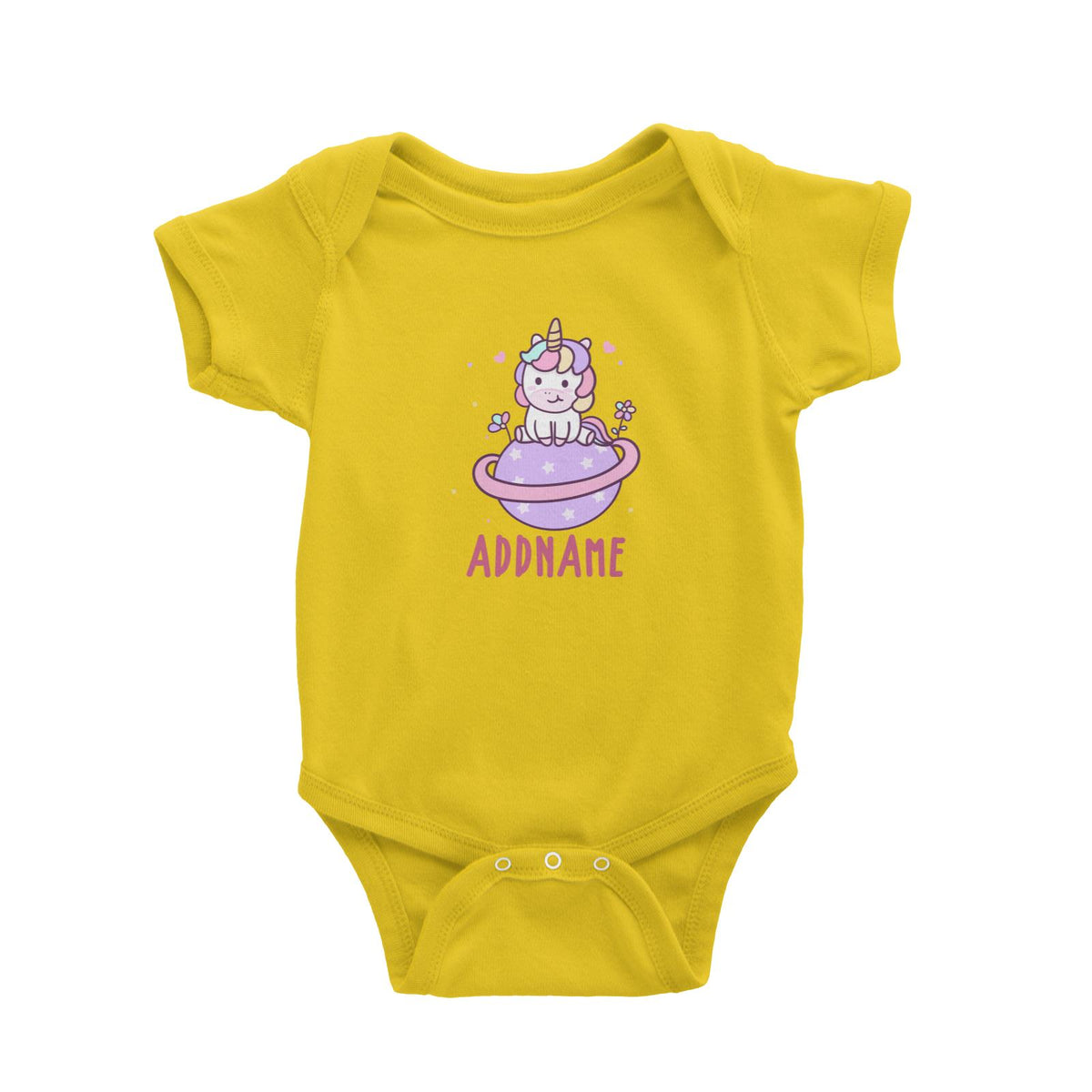 Unicorn And Princess Series Cute Pastel Unicorn Sitting On Planet Addname Baby Romper