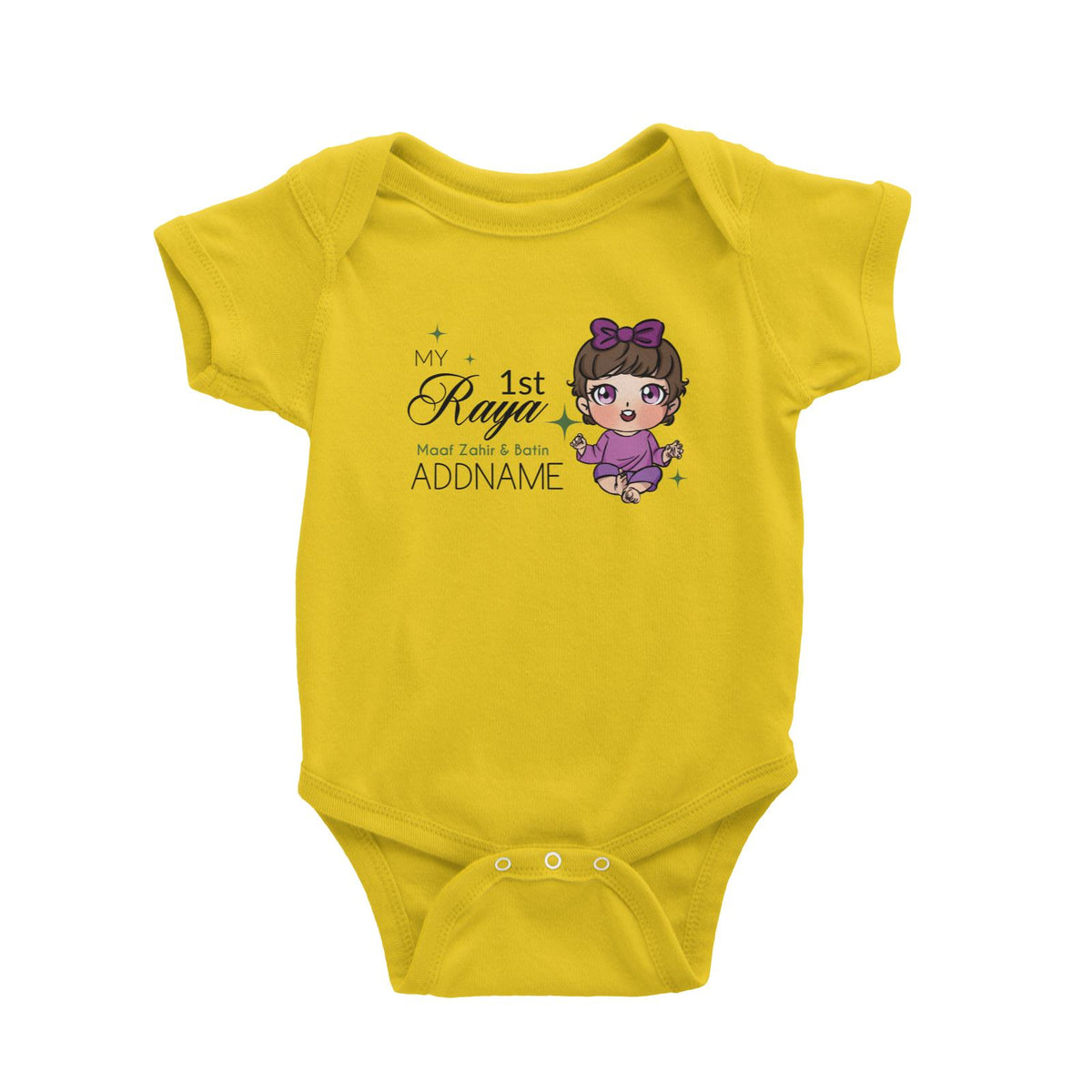 Raya Chibi Baby Baby Girl My 1st Raya Maaf Zahir &amp; Batin Addname Baby Rompers