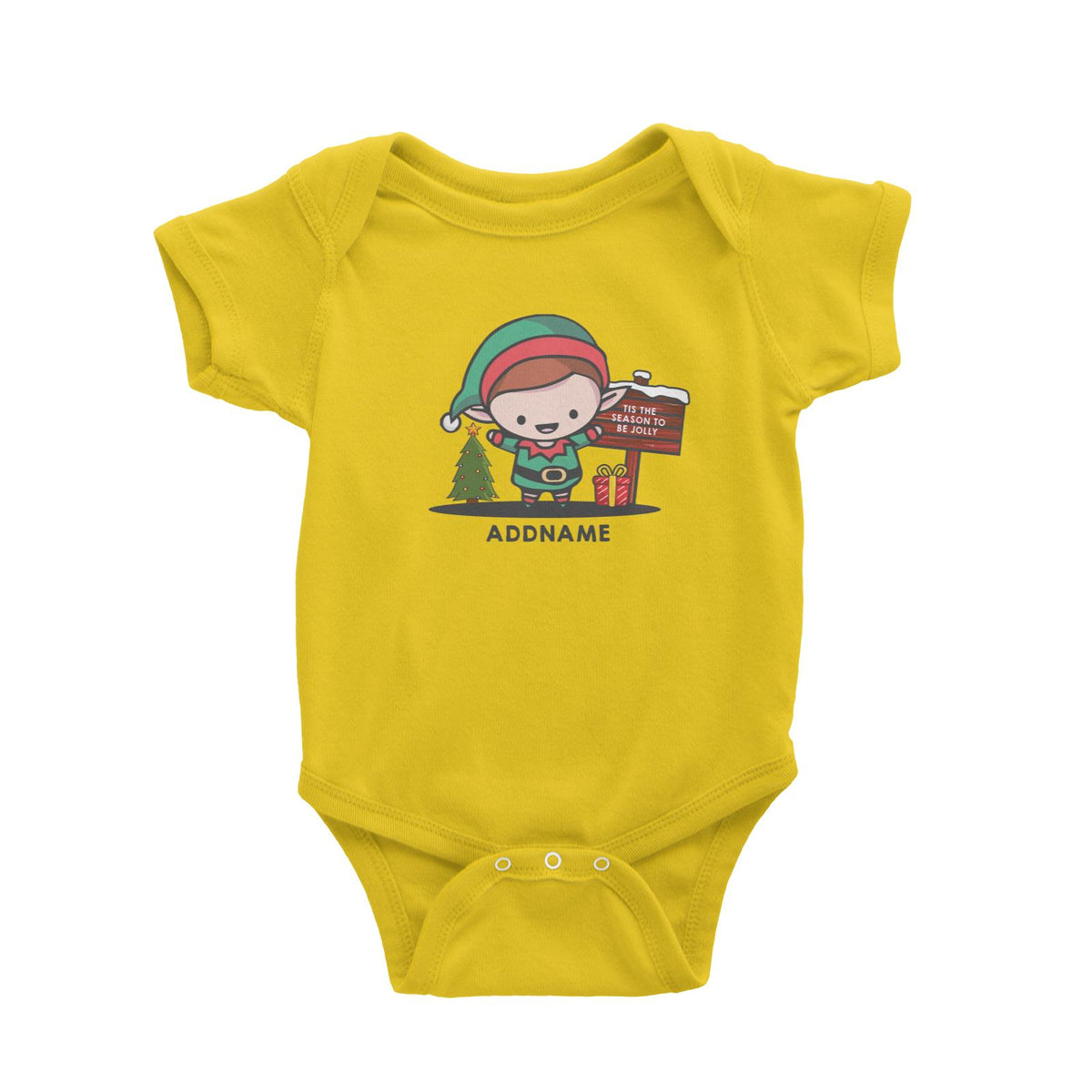 Christmas Cute Jolly Series Elf Addname Baby Romper