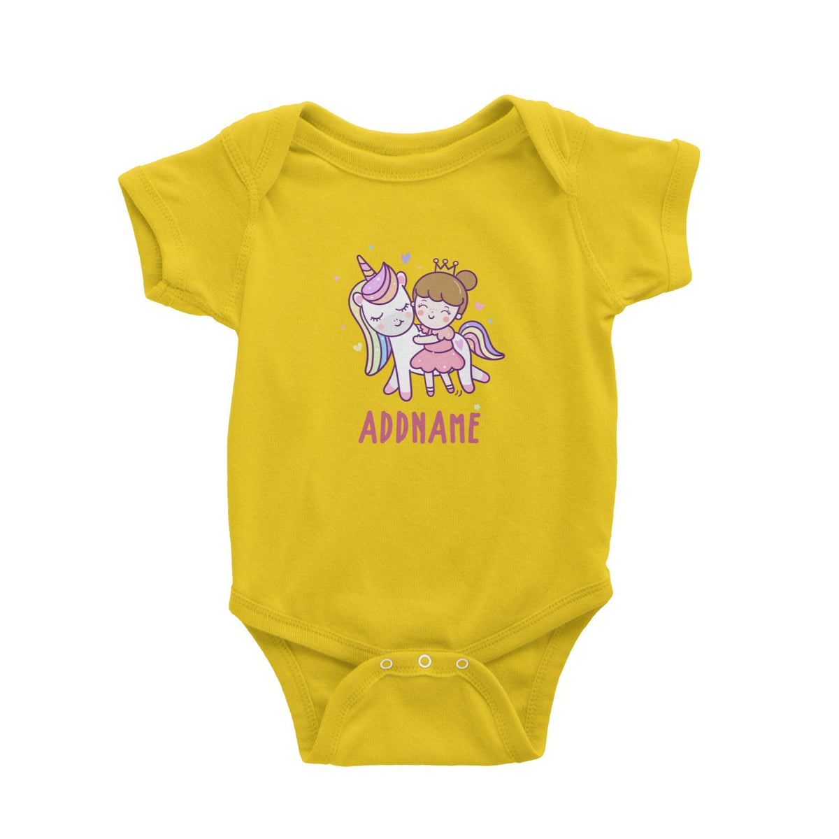 Unicorn And Princess Series Cute Unicorn With Princess Addname Baby Romper