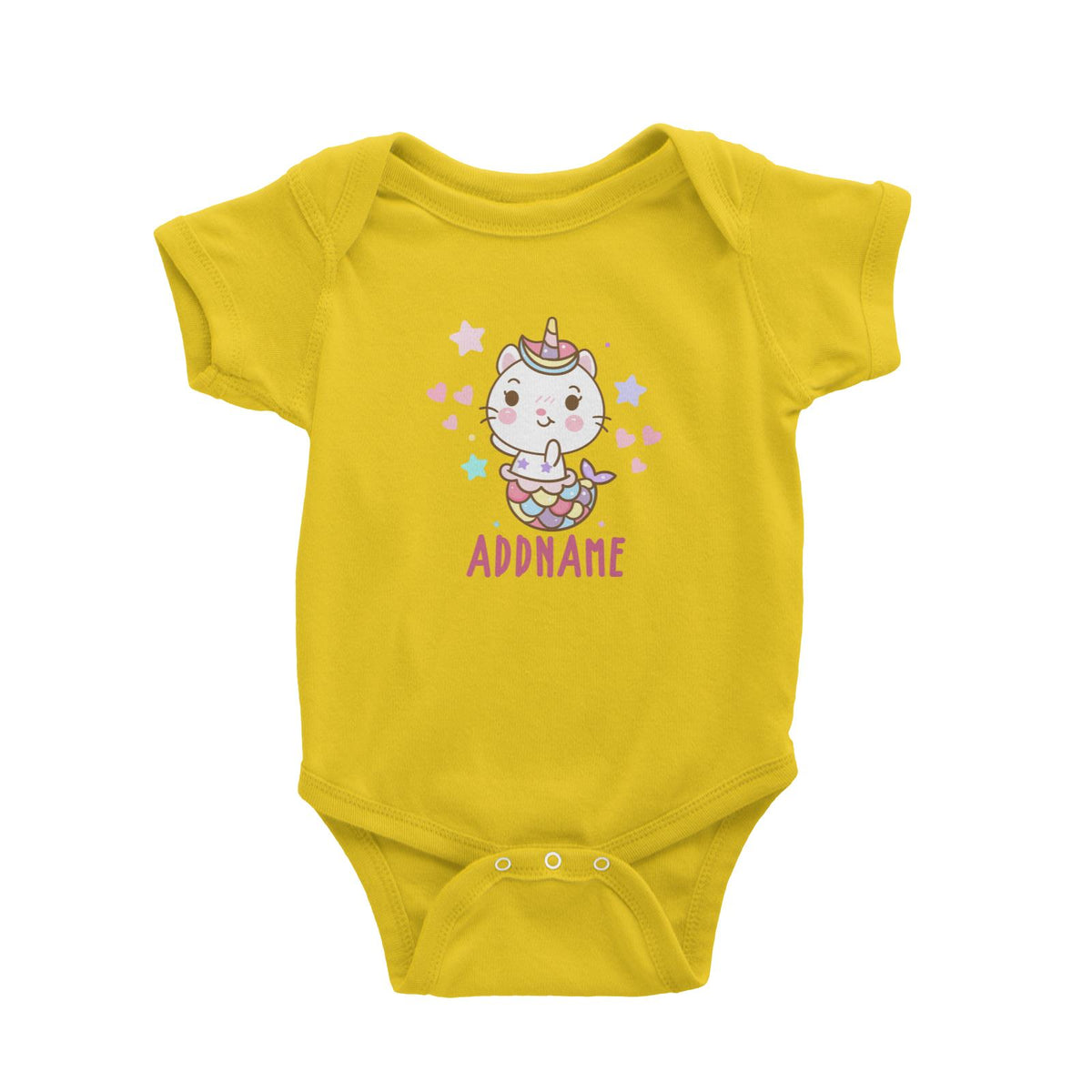 Unicorn And Princess Series Cute Shy Cat Mermaid Addname Baby Romper