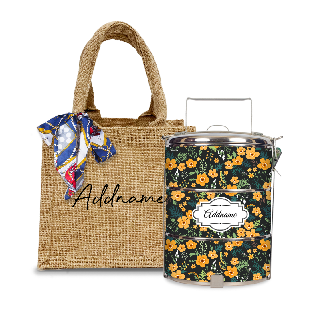 Yellow Windflower Tiffin Carrier