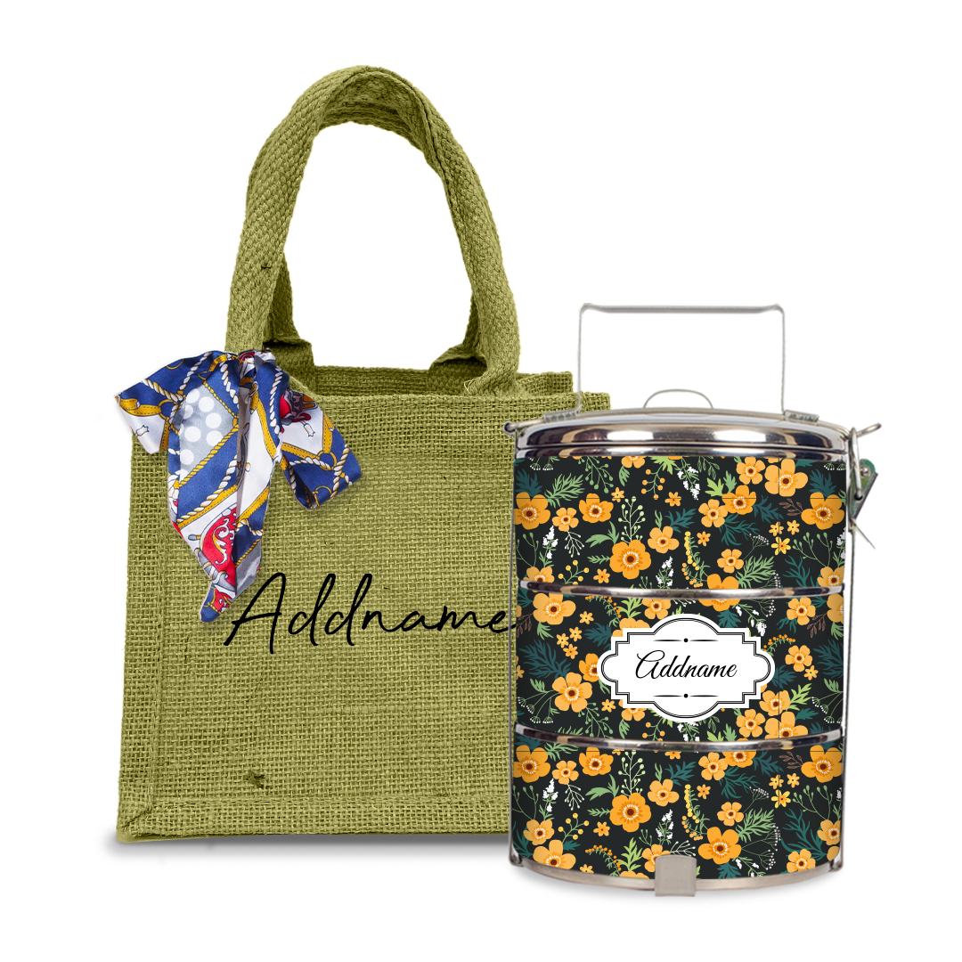 Yellow Windflower Tiffin Carrier