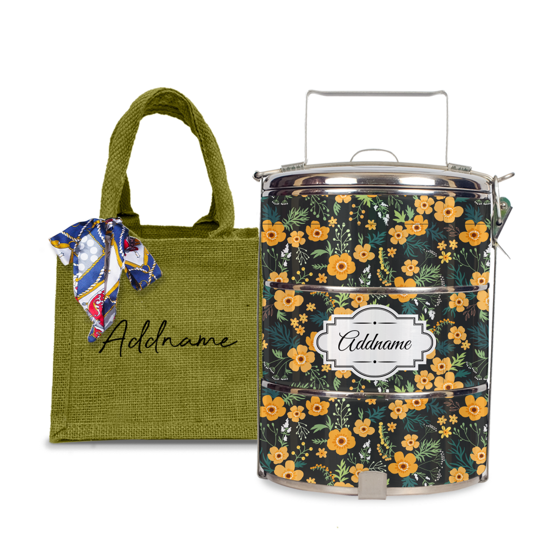 Yellow Windflower Tiffin Carrier
