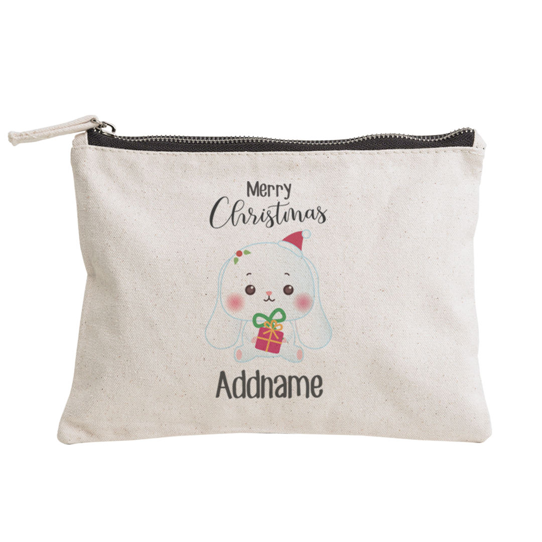 Christmas Cute Animal Series Rabbit Merry Christmas Zipper Pouch